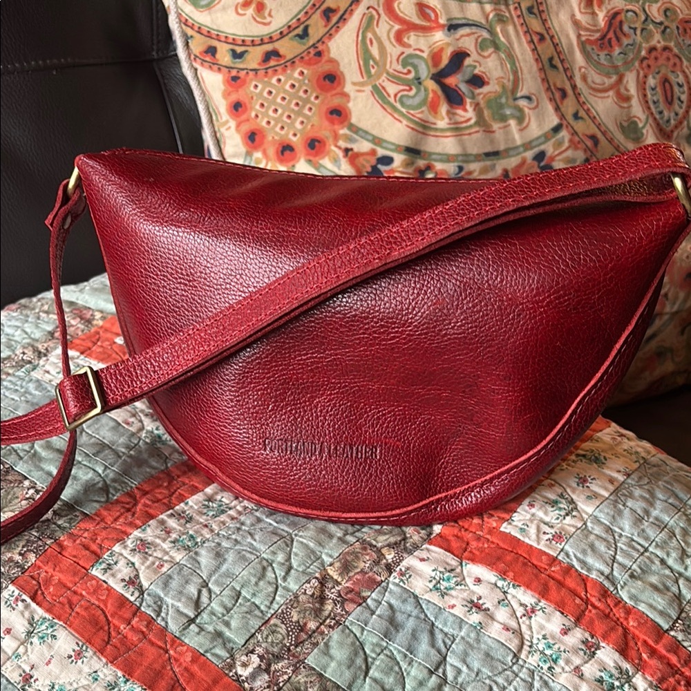 Portland Leather Co. Red Leather Crossbody Bag